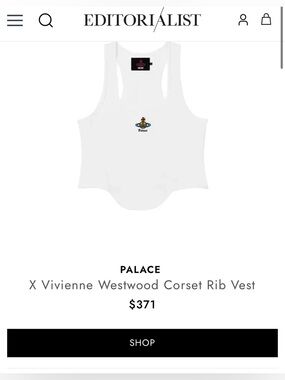 Palace x Vivienne Westwood Corset Rib Vest White Tank Size L  htf NWOT